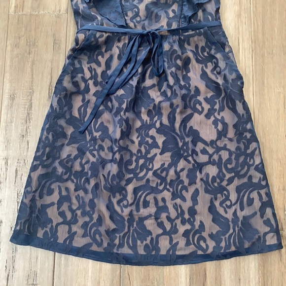 5 for $25 Moulinette soeurs blue flutter sleeve scroll lace dress - Picture 5 of 13